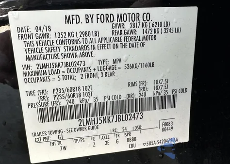 2018 Lincoln Mkt Livery from USA, damaged, VIN 2LMHJ5NK7JBL02473